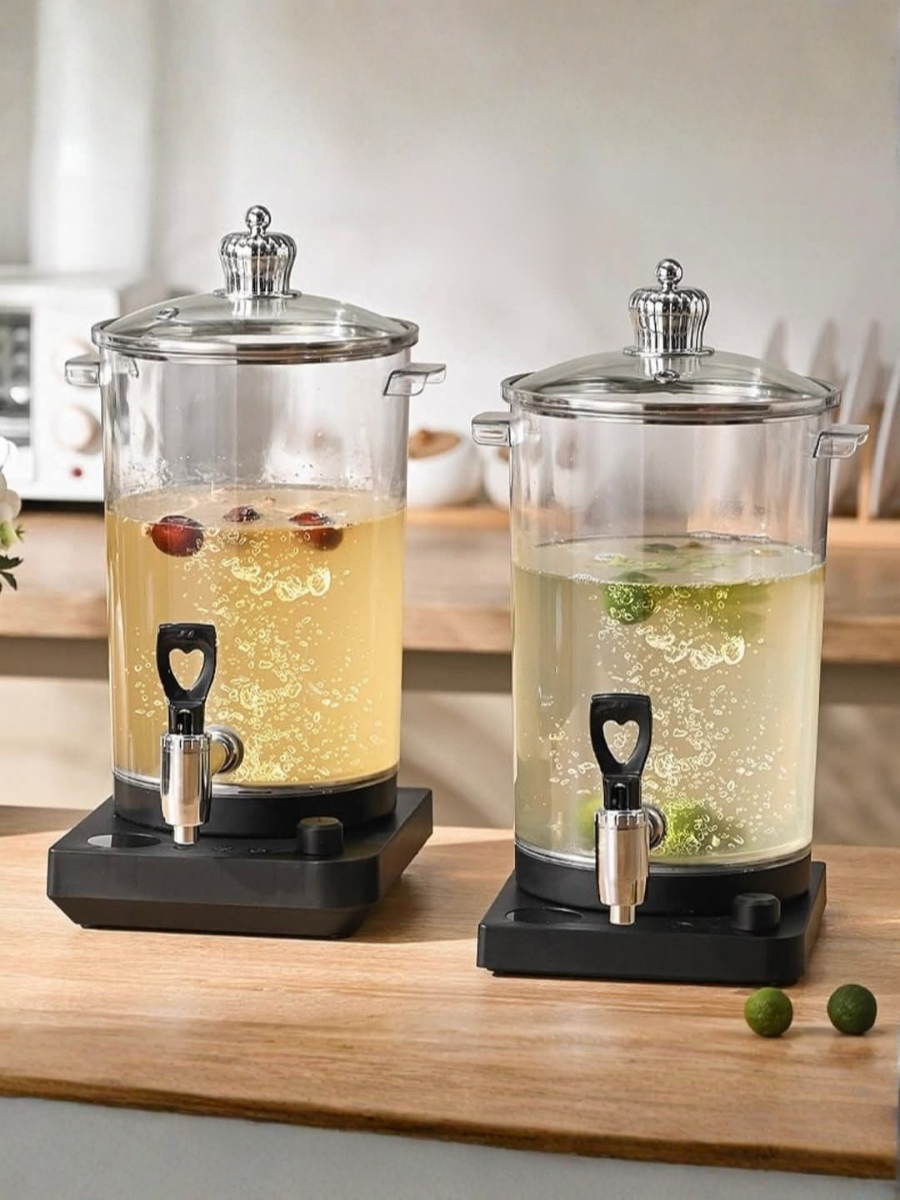 Glass Beverage Dispenser with Heating Base