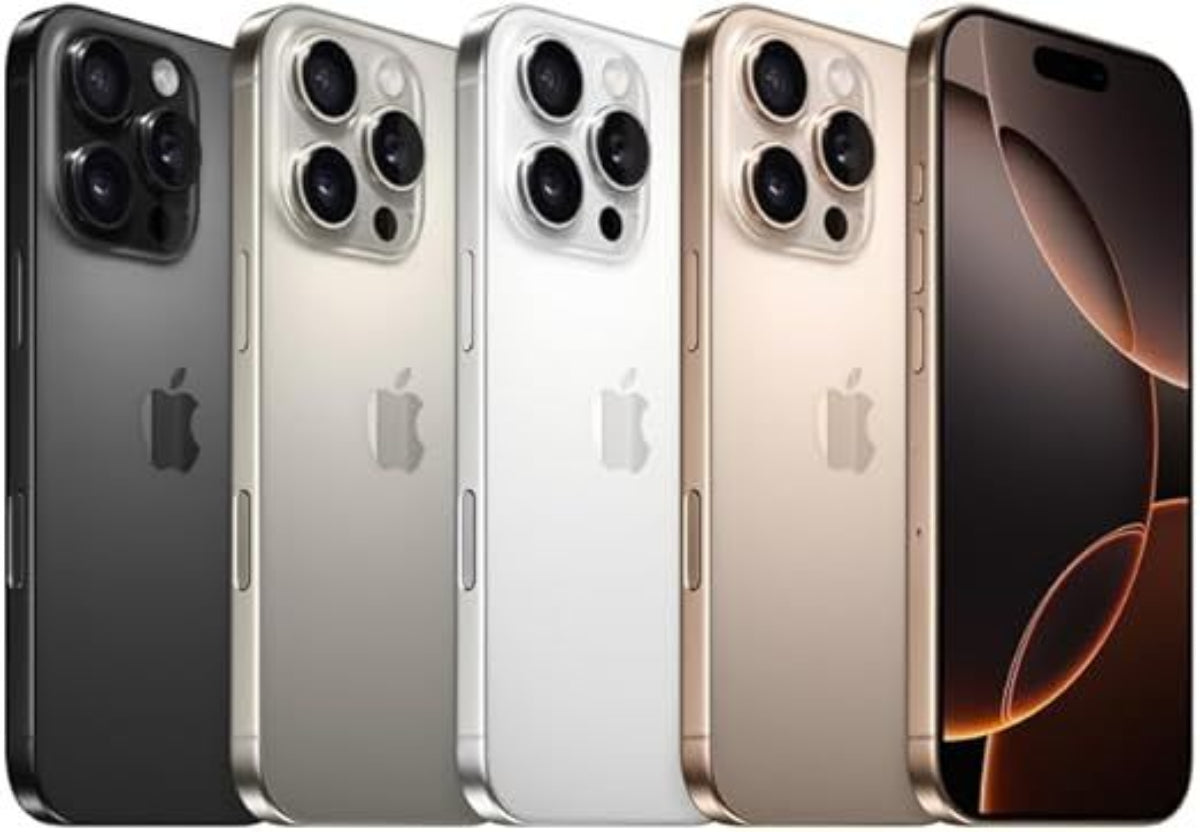 Apple iPhone 16 Pro Max in all four colours – Black Titanium, Natural Titanium, White Titanium, Desert Titanium