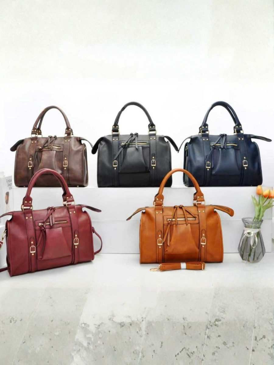 Structured Leather Barrel Bag