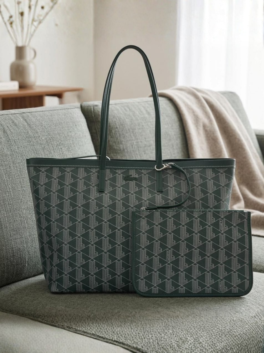 Lacoste Monogram Tote Bag with Pouch