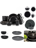 Matte Black 16-Piece Dinnerware Set