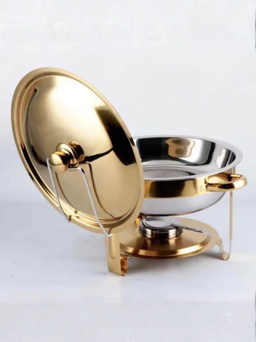 Gold Round Chafing Dish – Stainless Steel Food Warmer