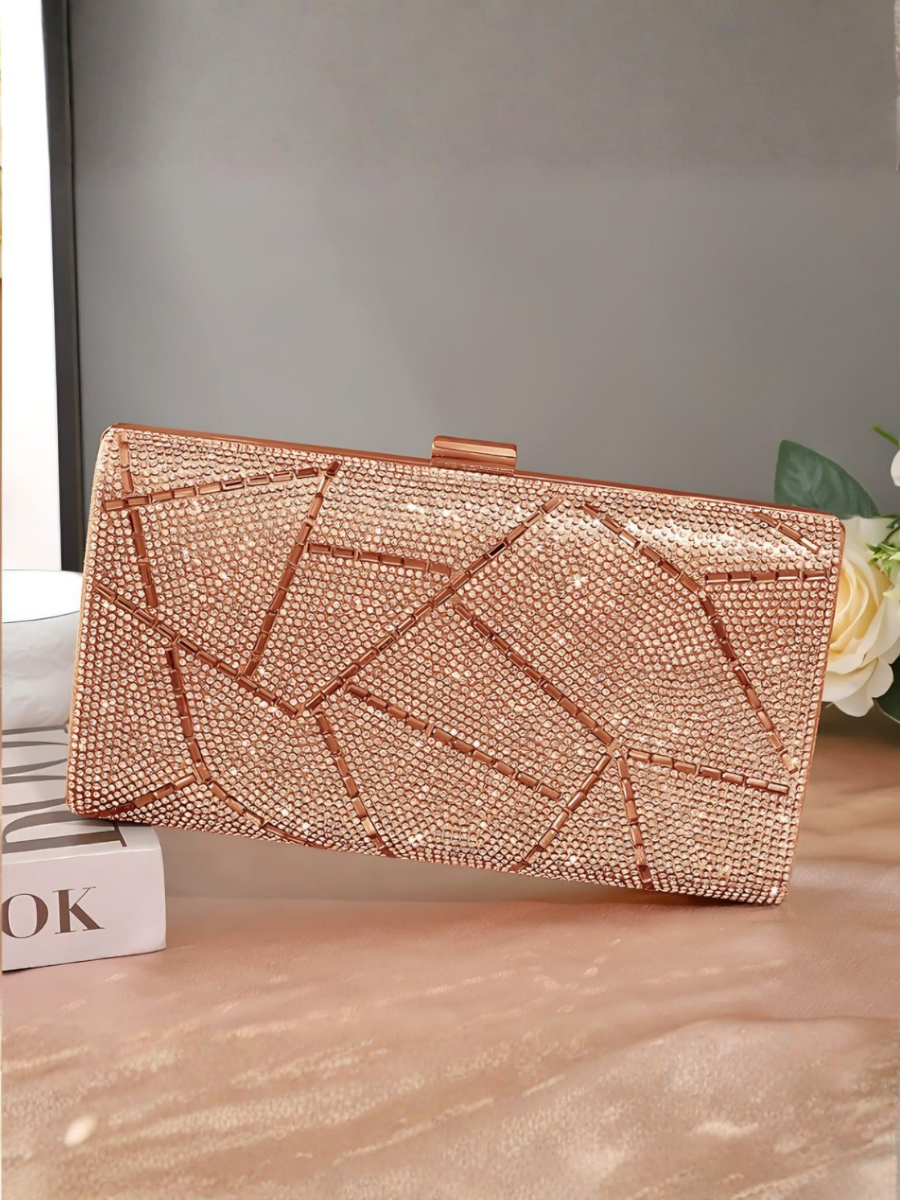 Crystal Embellished Rose Gold Clutch