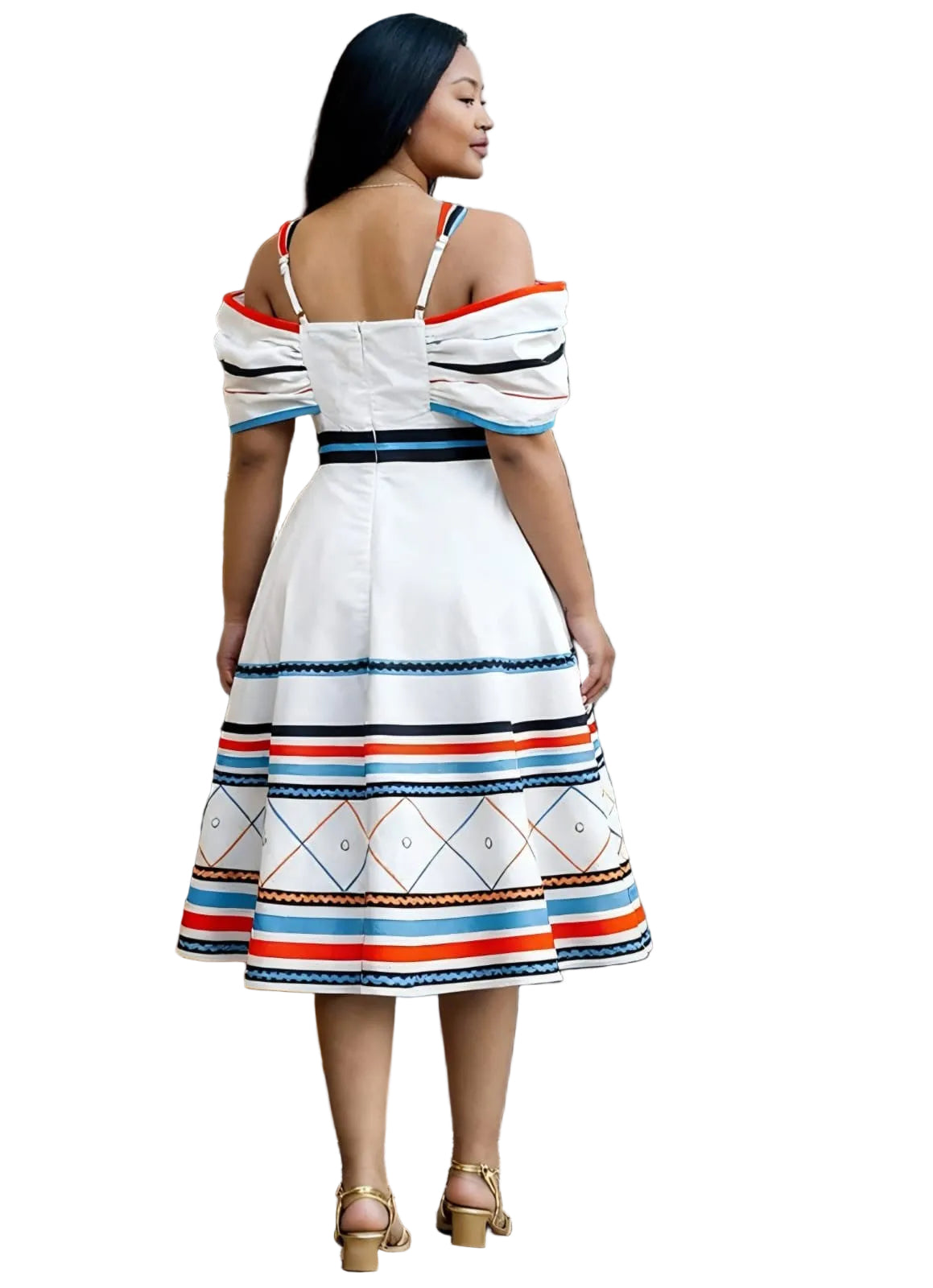 Ndebele Off-Shoulder Midi Dress