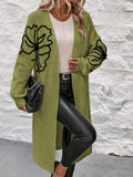 Floral Embroidered Long Knit Cardigan