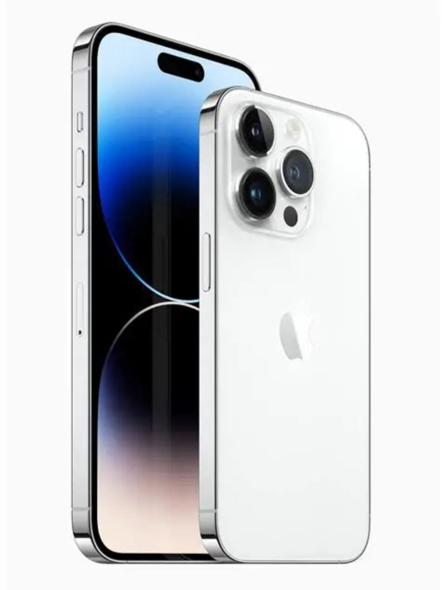 Apple iPhone 14 Pro Max in Silver - front and back view