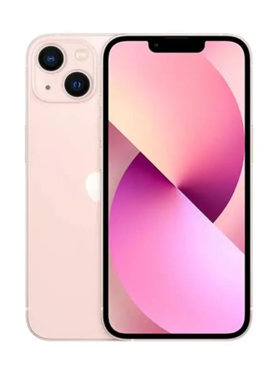 Apple iPhone 13 in Pink showing front and back design