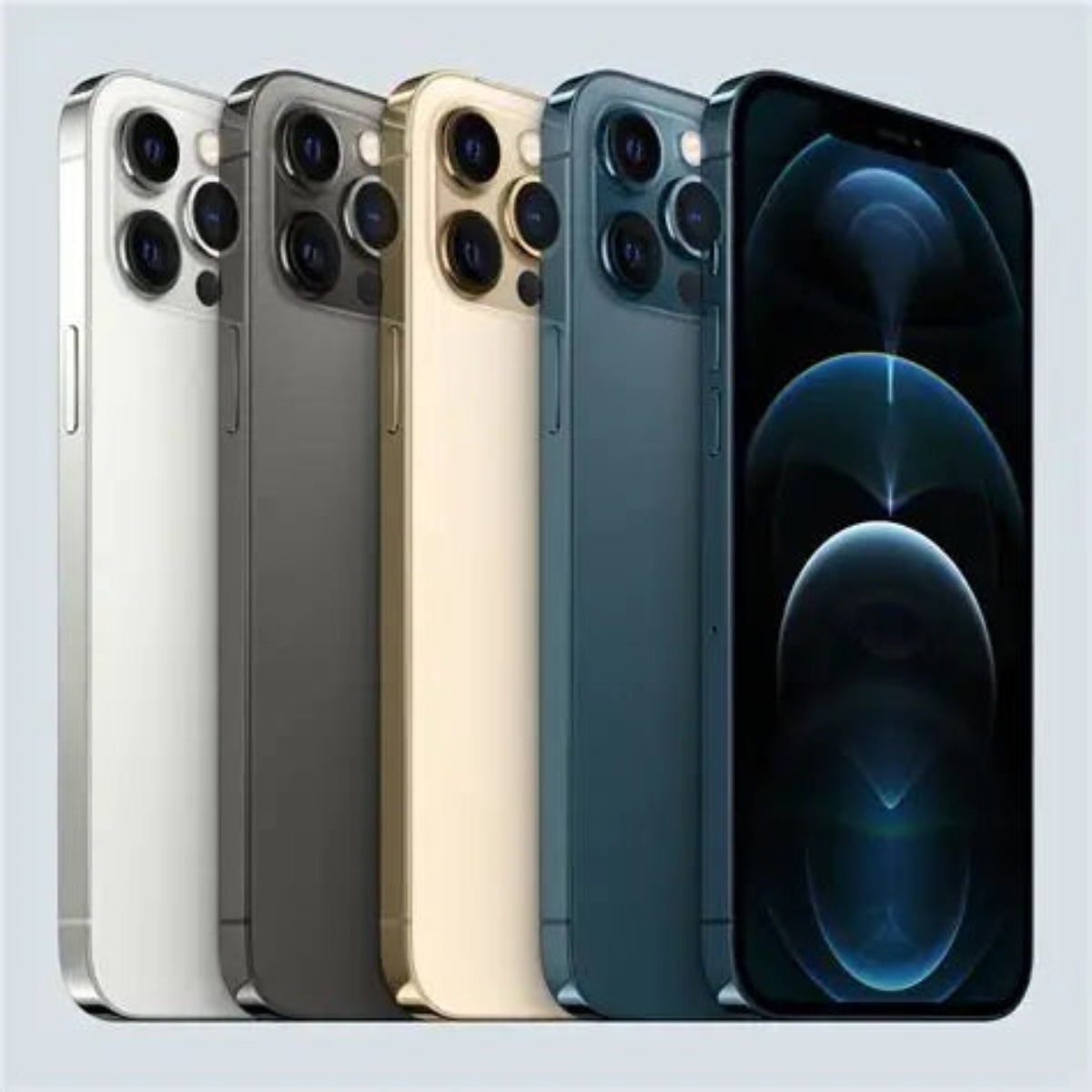 Apple iPhone 12 Pro Pacific Blue front and back view