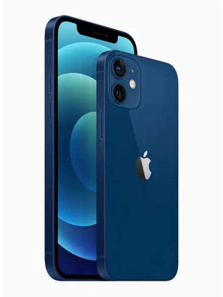 Apple iPhone 12 in Blue — front and back view