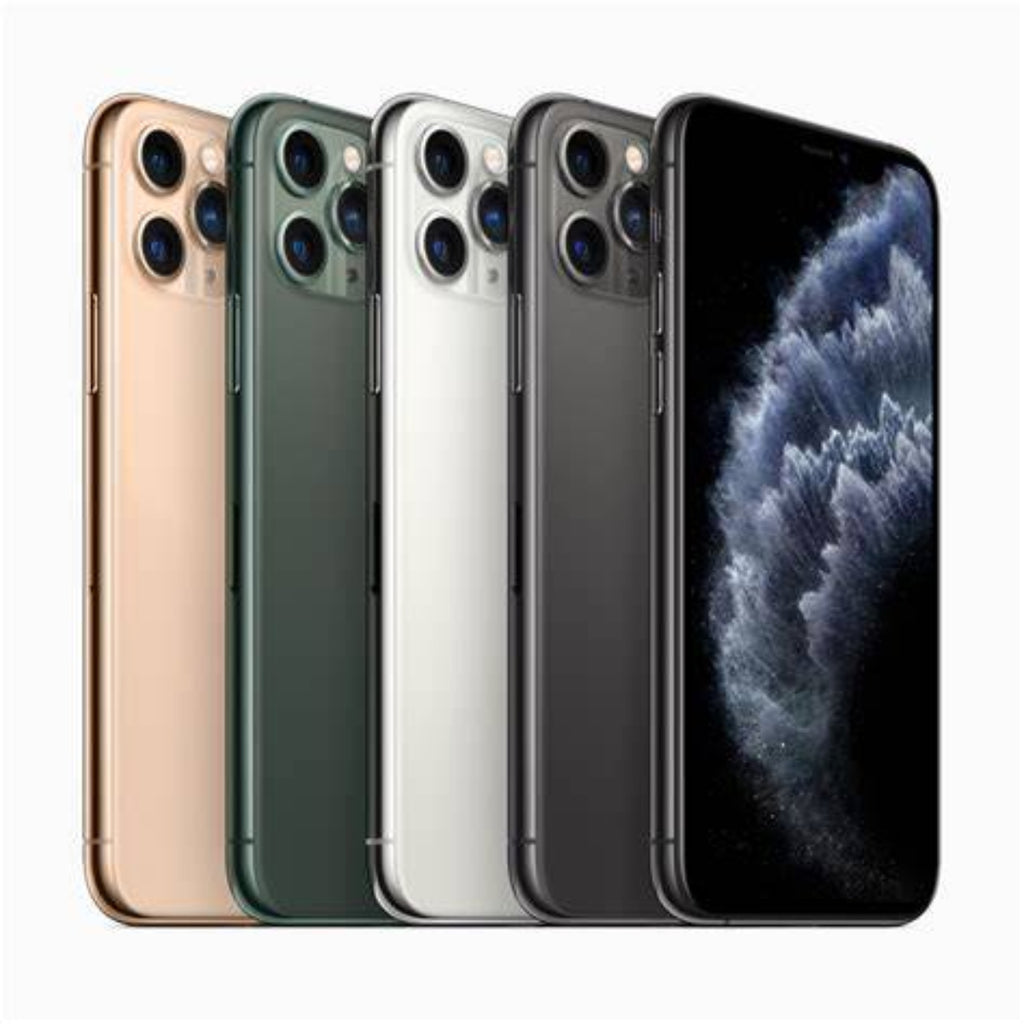 Apple iPhone 11 Pro in all four colours: Gold, Midnight Green, Silver, and Space Grey