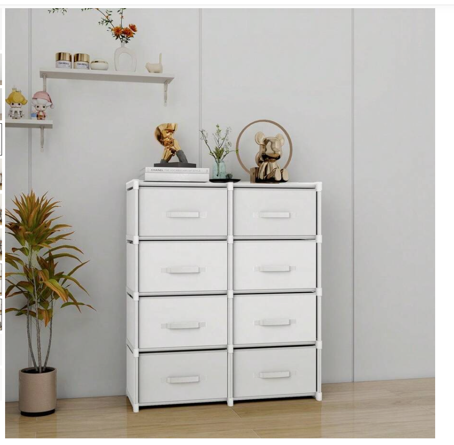 Fabric Drawer Dresser – White Storage Organiser