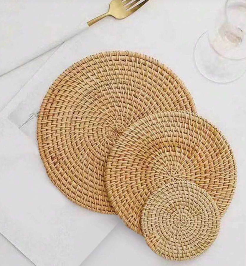Handwoven Rattan Placemats & Coasters