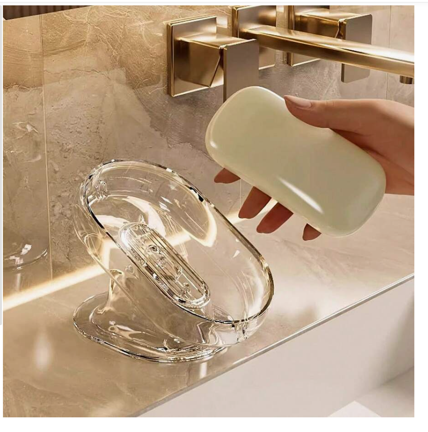 Clear Self-Draining Soap Dish with Suction Base