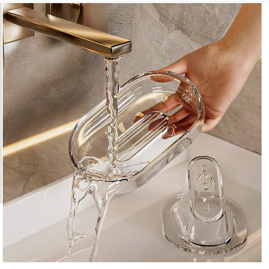 Clear Self-Draining Soap Dish with Suction Base