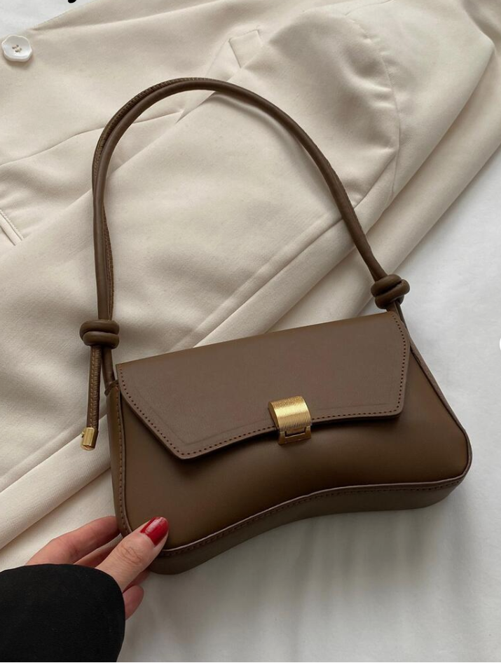 Gold-Clasp Knot Shoulder Bag