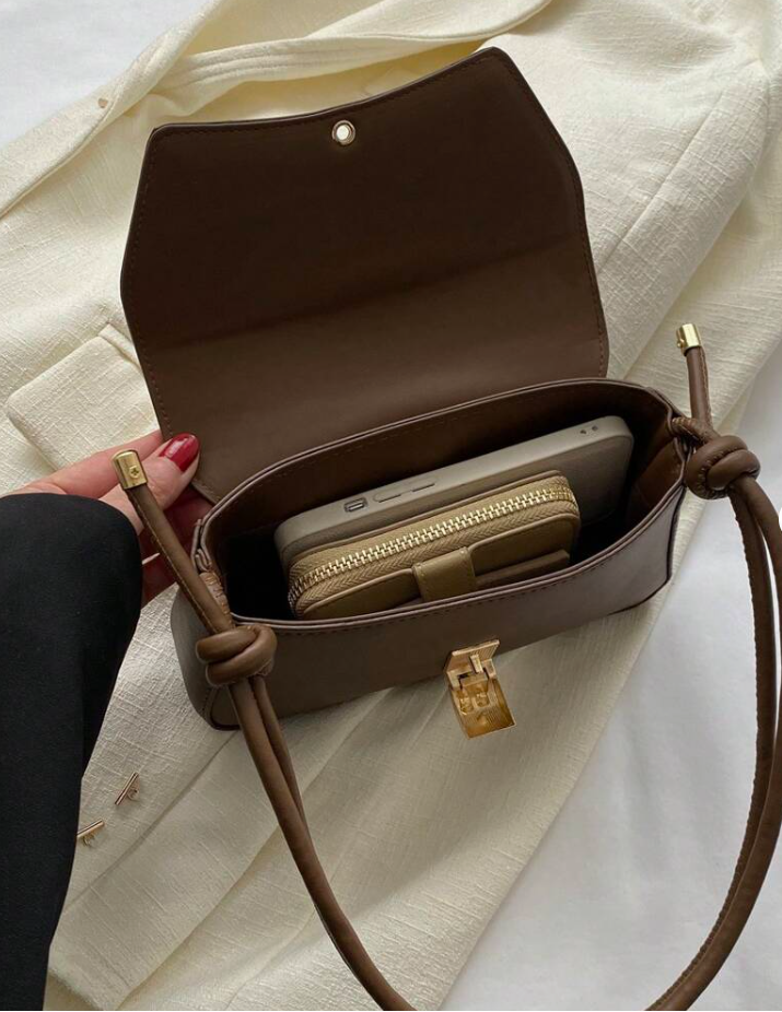 Gold-Clasp Knot Shoulder Bag