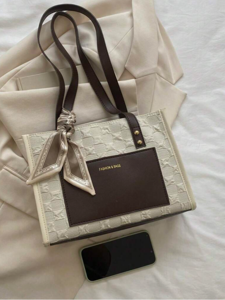 Fashion & Bags Embossed Tote Bag with Silk Scarf