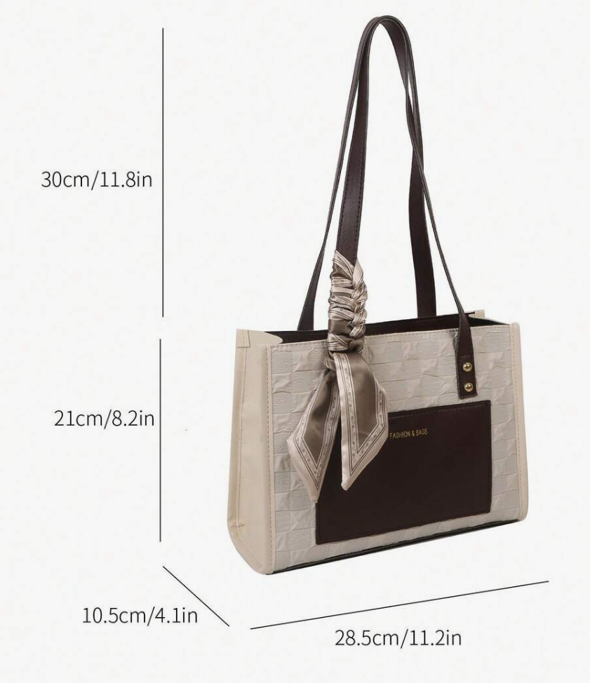 Fashion & Bags Embossed Tote Bag with Silk Scarf
