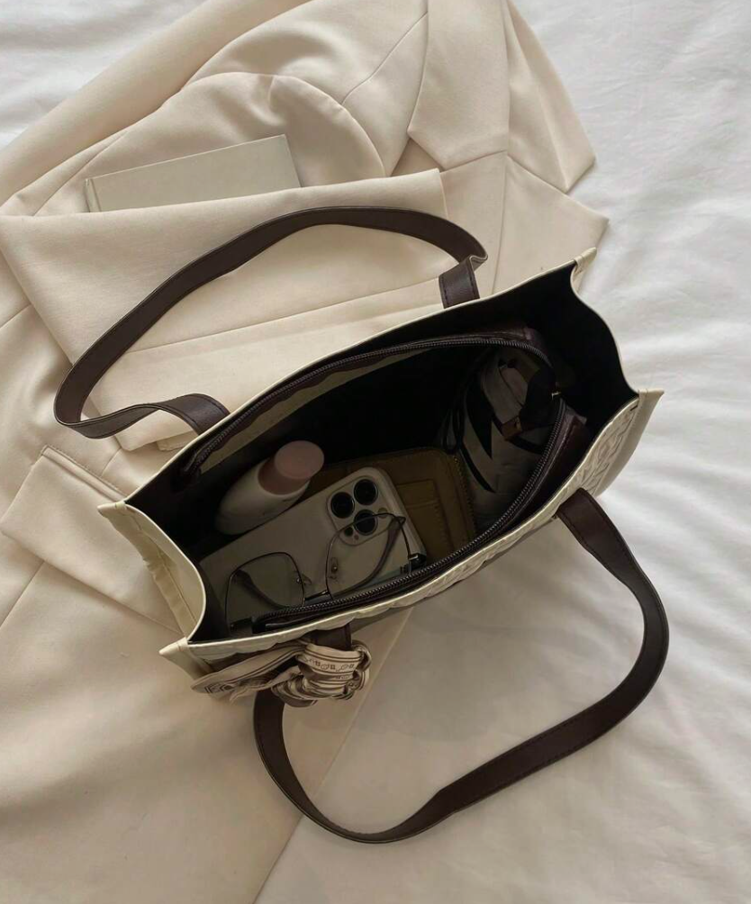 Fashion & Bags Embossed Tote Bag with Silk Scarf