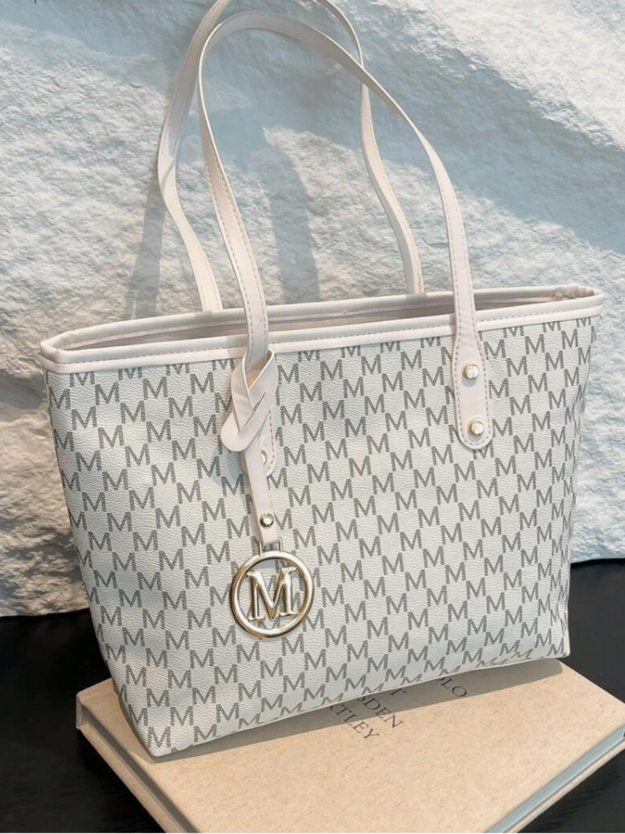 M Monogram Large Tote Bag – White