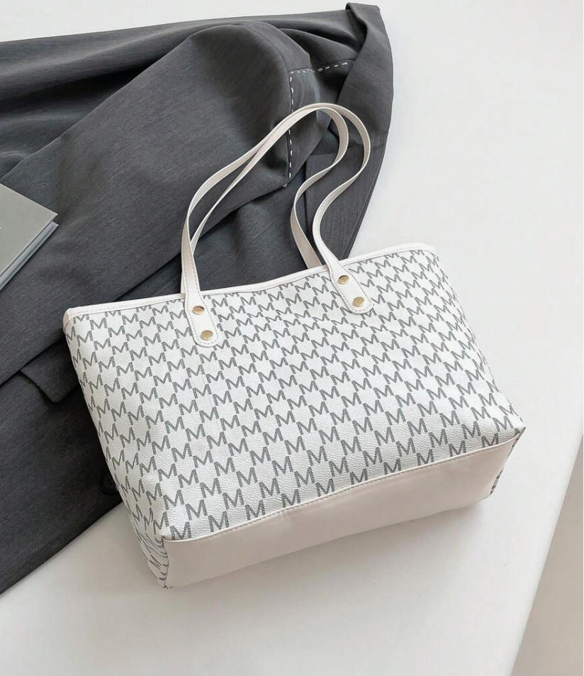M Monogram Large Tote Bag – White