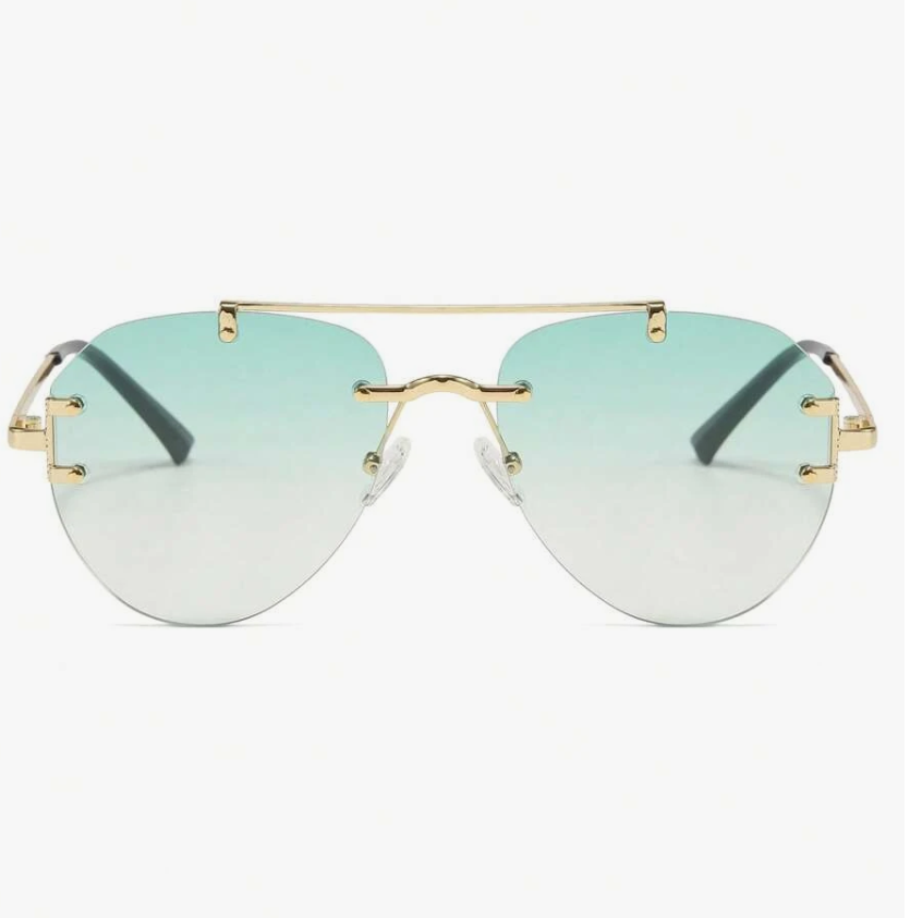 Rimless Aviator Sunglasses – Green Gradient