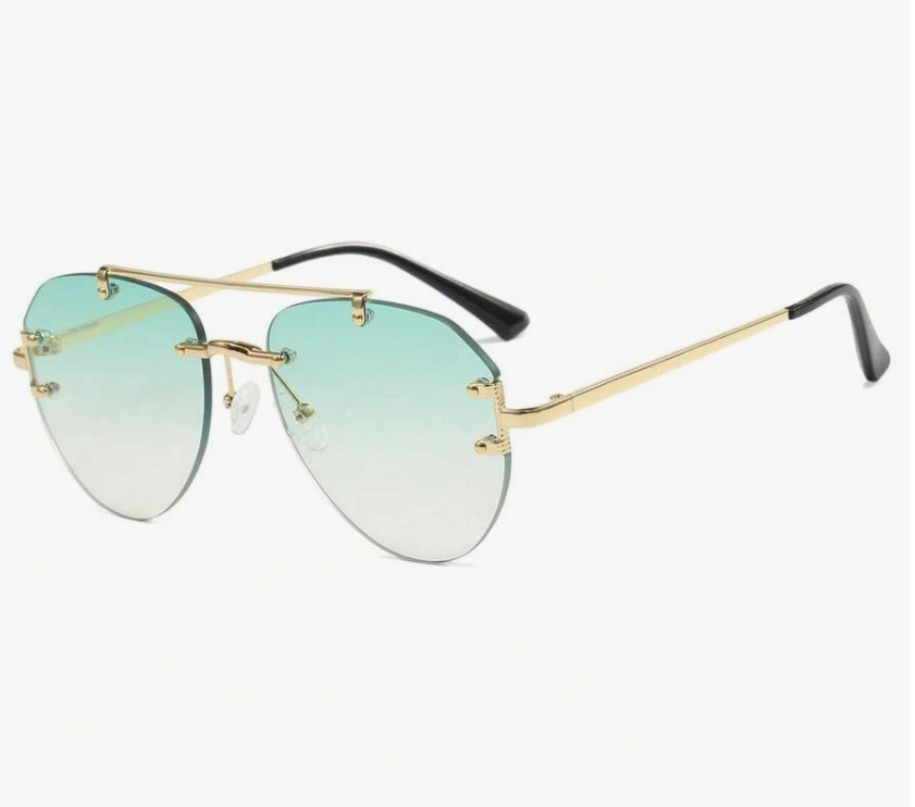 Rimless Aviator Sunglasses – Green Gradient