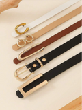 5PCS Women's Skinny Belt Set with Gold Buckles