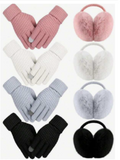 Women's Faux Fur Earmuffs & Knit Gloves Set