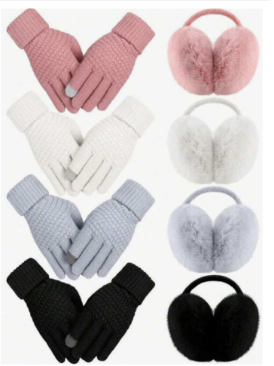 Women's Faux Fur Earmuffs & Knit Gloves Set
