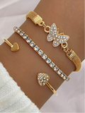 3-Piece Gold Butterfly Bracelet Set