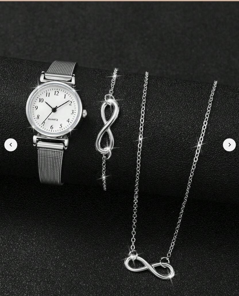 Silver Infinity Watch & Jewellery Set
