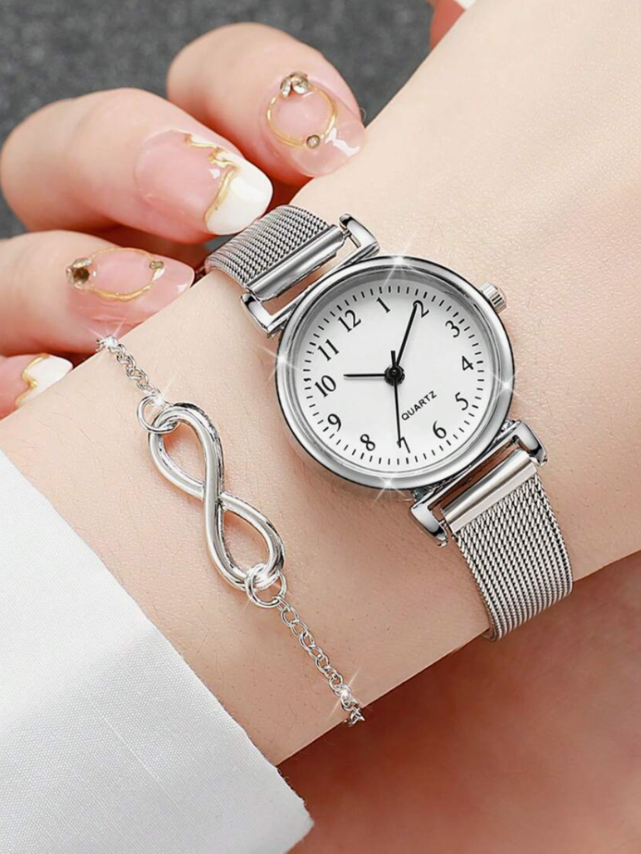 Silver Infinity Watch & Jewellery Set