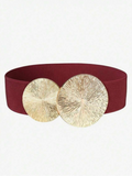 Double Disc Elastic Waist Belt – Burgundy