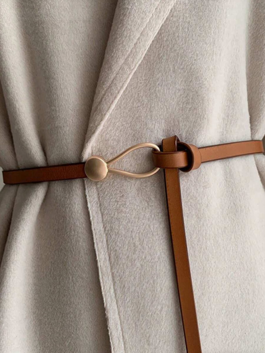 Slim Leather Belt with Ball Clasp