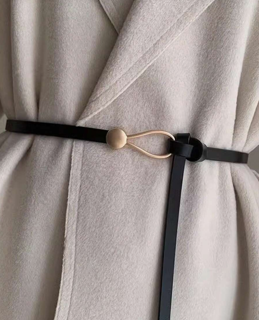 Slim Leather Belt with Ball Clasp