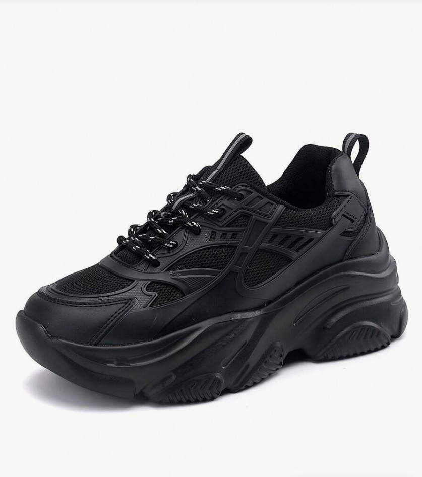 Women's Black Chunky Sneakers