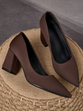 Women's Brown Block Heel Pumps