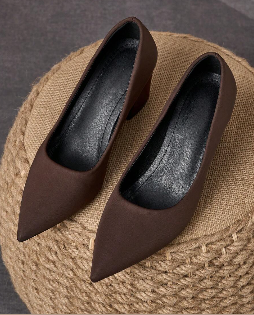 Women's Brown Block Heel Pumps