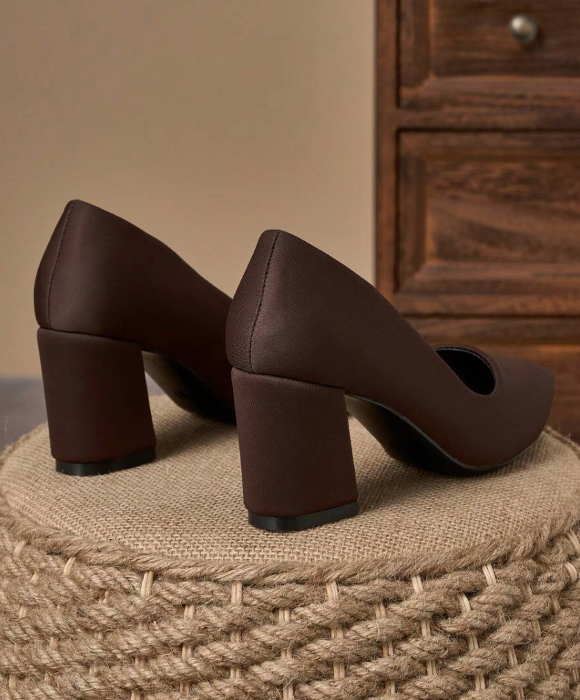 Women's Brown Block Heel Pumps