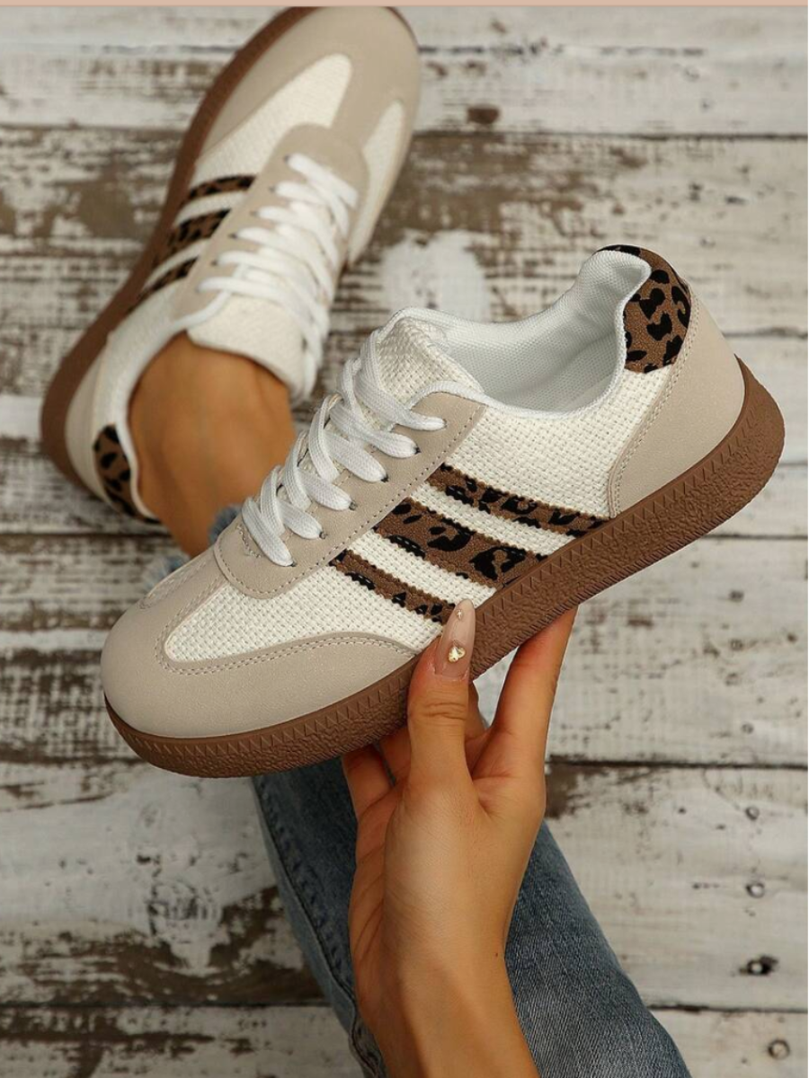 Women's Leopard Print Stripe Sneakers