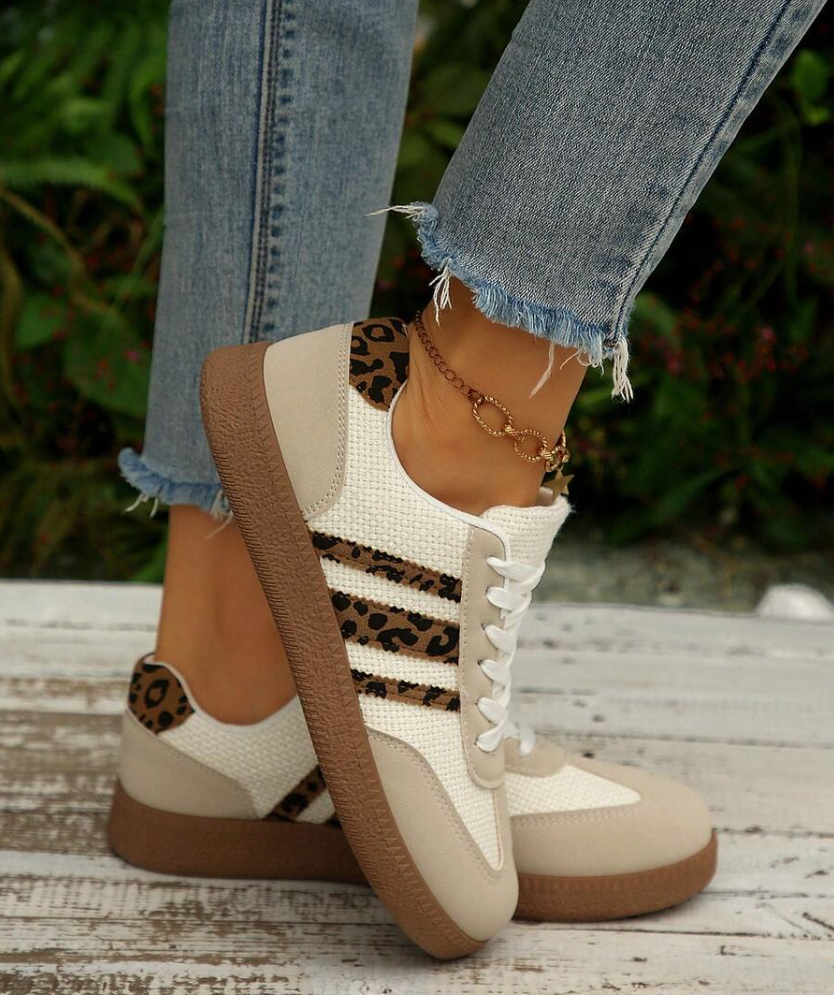 Women's Leopard Print Stripe Sneakers
