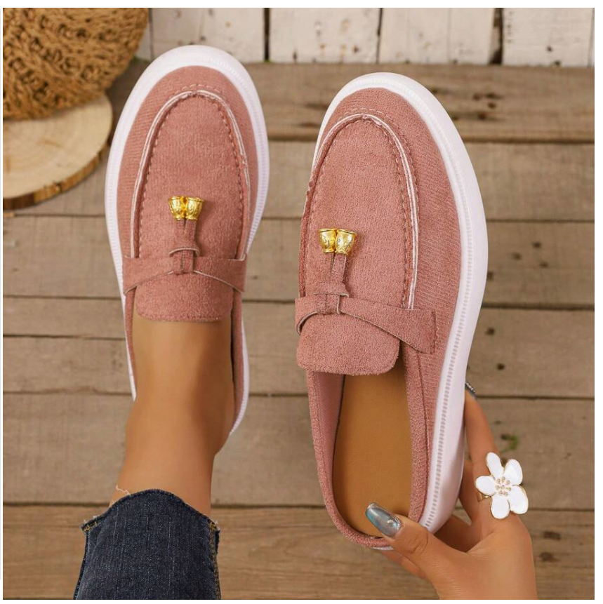 Women's Platform Loafer Mules – Gold Tassel Slip-On Flats