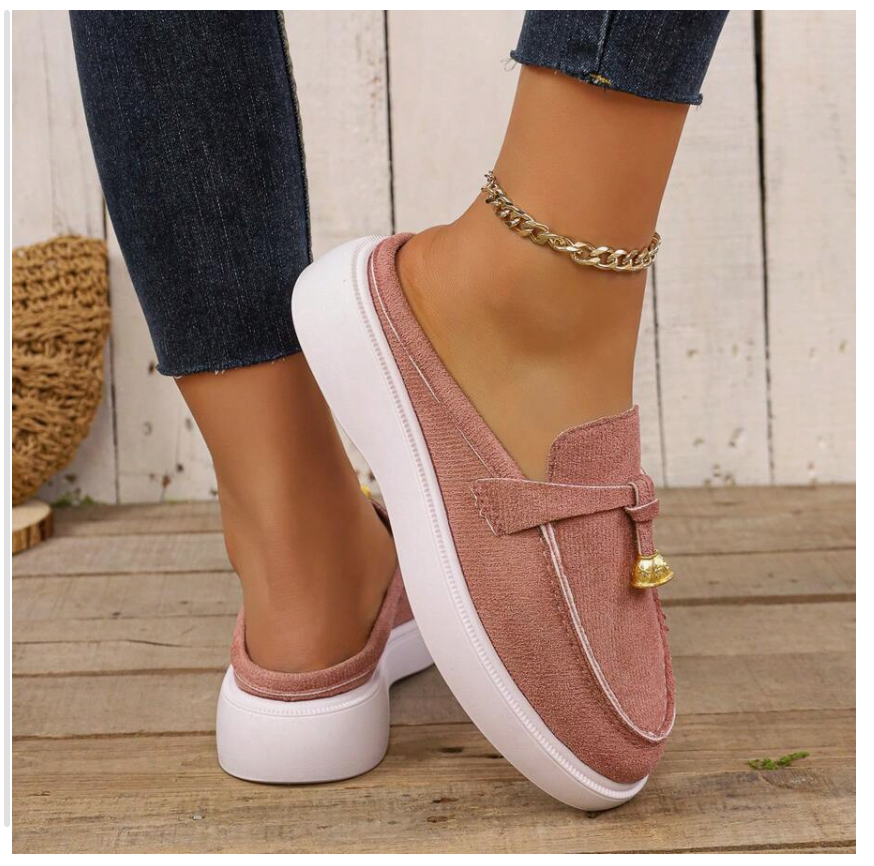Women's Platform Loafer Mules – Gold Tassel Slip-On Flats