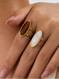 Oval Stone Gold Ring Set