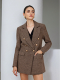 Houndstooth Double-Breasted Blazer