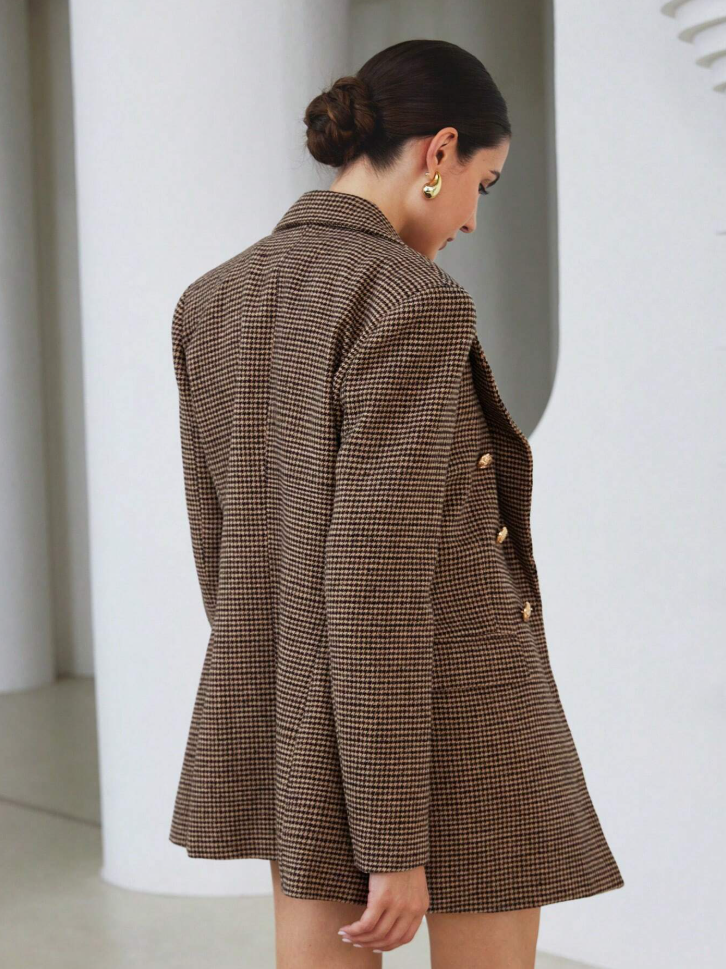 Houndstooth Double-Breasted Blazer
