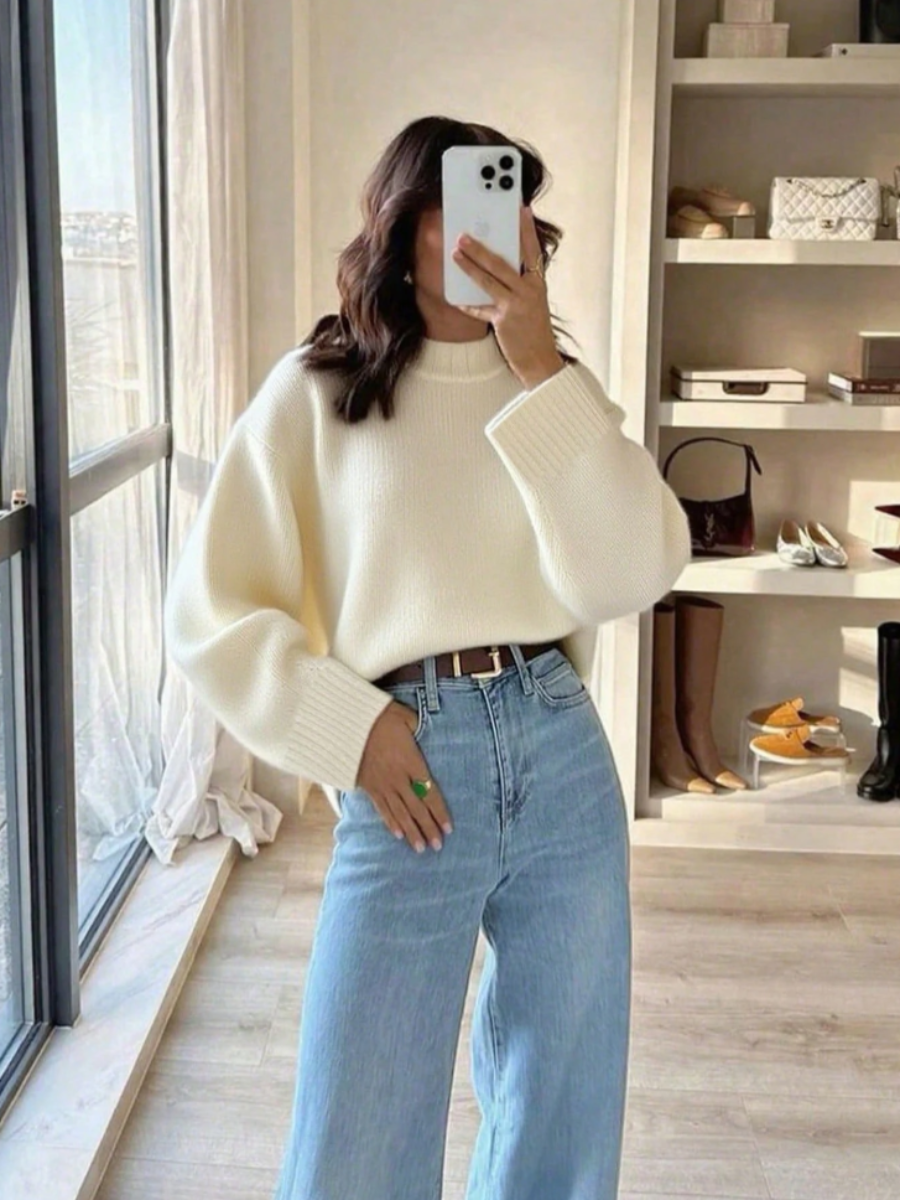 Oversized Cream Knit Sweater
