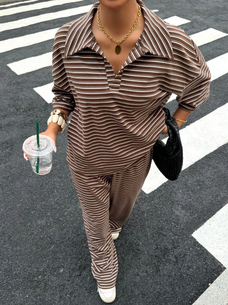Brown Striped Co-ord Set