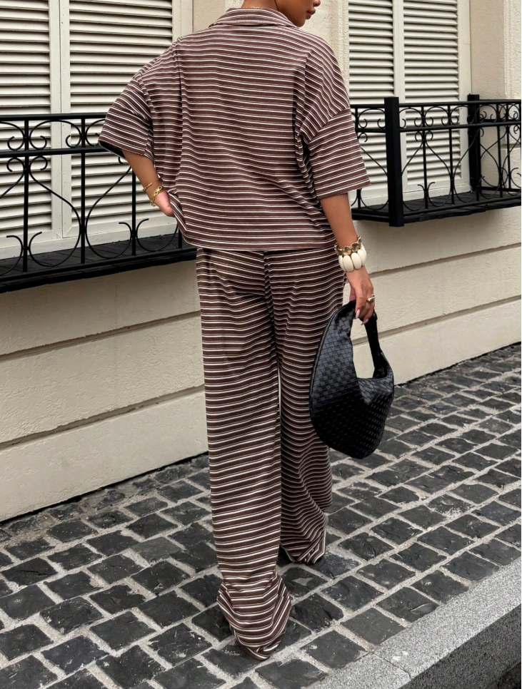 Brown Striped Co-ord Set